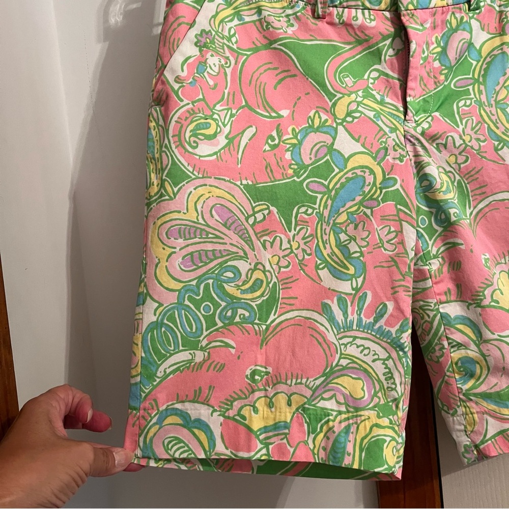 Lilly Pulitzer The Avenue Animal Print Stretch Chino Bermuda Shorts